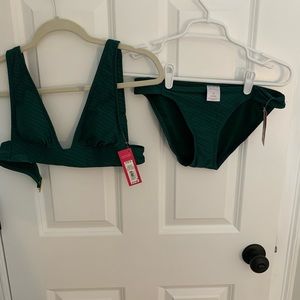 Dark green target bikini